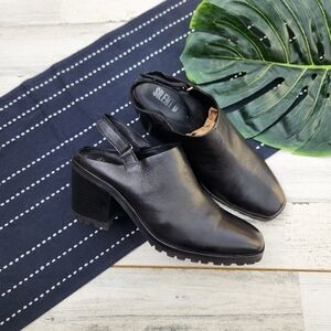 Silent D Dareme Cafe Leather Heeled Mule Black Size 7/7.5 38